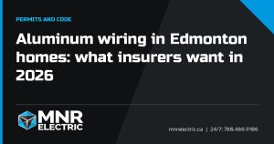 Title card: Aluminum wiring in Edmonton homes: what insurers want in 2026, MNR Electric Edmonton