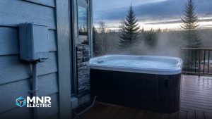 Title card: Hot tub electrical requirements in Alberta: what the code asks for before you fill it, MNR Electric Edmonton